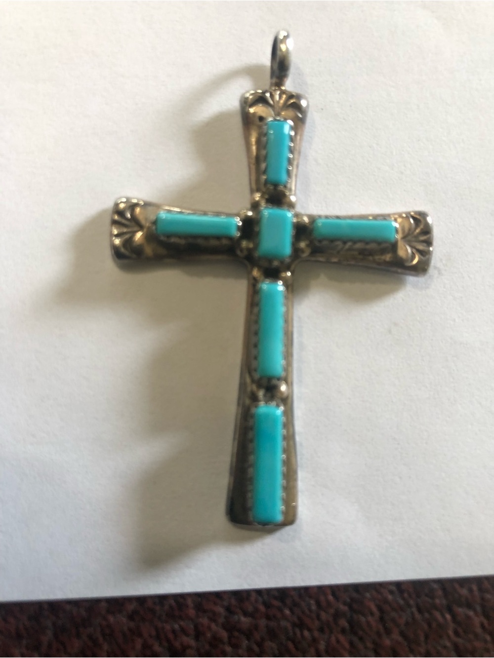 Turquoise Inlay Cross Pendant